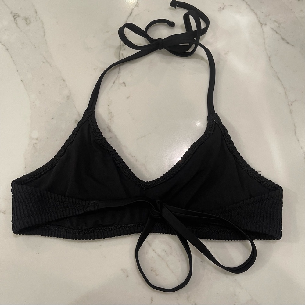 Aerie Black Ribbed Halter Bikini Top - Picture 7 of 11